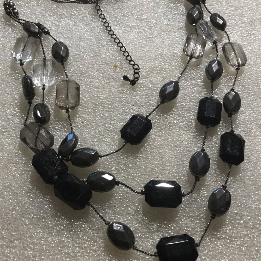 Multi-Strand Black Beaded Statement Necklace